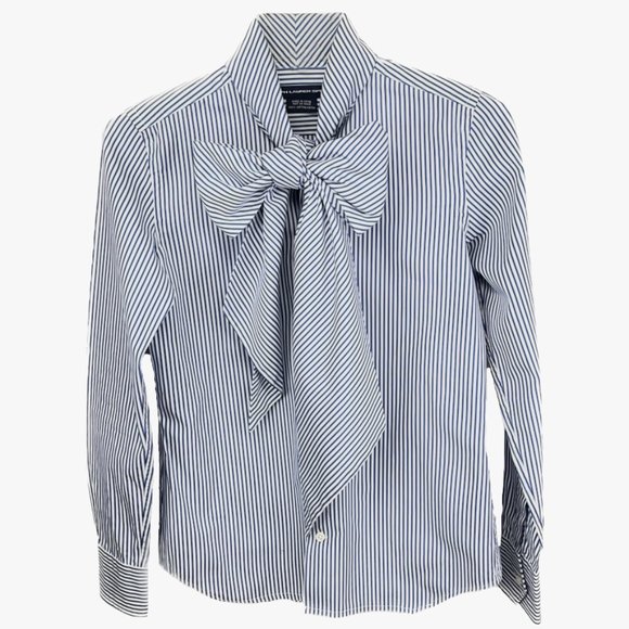Ralph Lauren Striped Button Down with Bow Accent - Picture 1 of 9